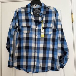 American Threads Blue and Black Checkered Men's Shirt